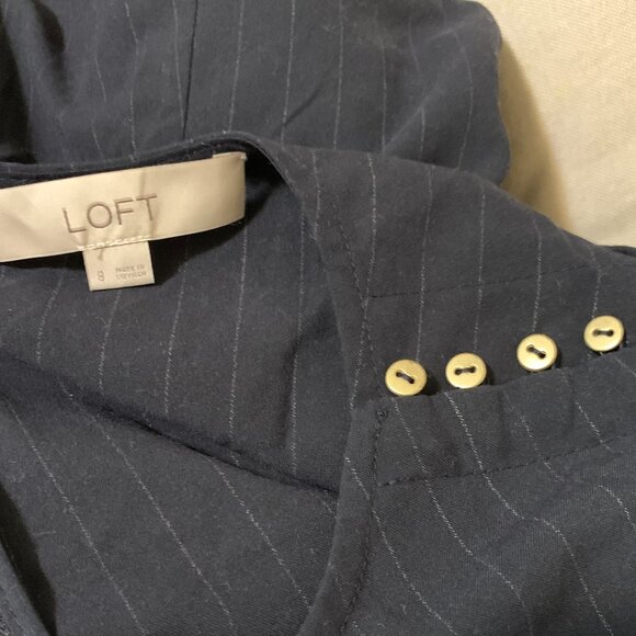 LOFT Navy Pinstripe Sleeve Dress Size 8 EUC - Picture 5 of 6